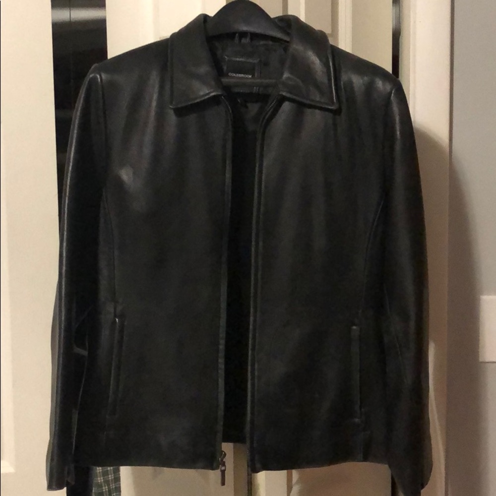 Black Leather Colebrook Co. Jacket, Medium